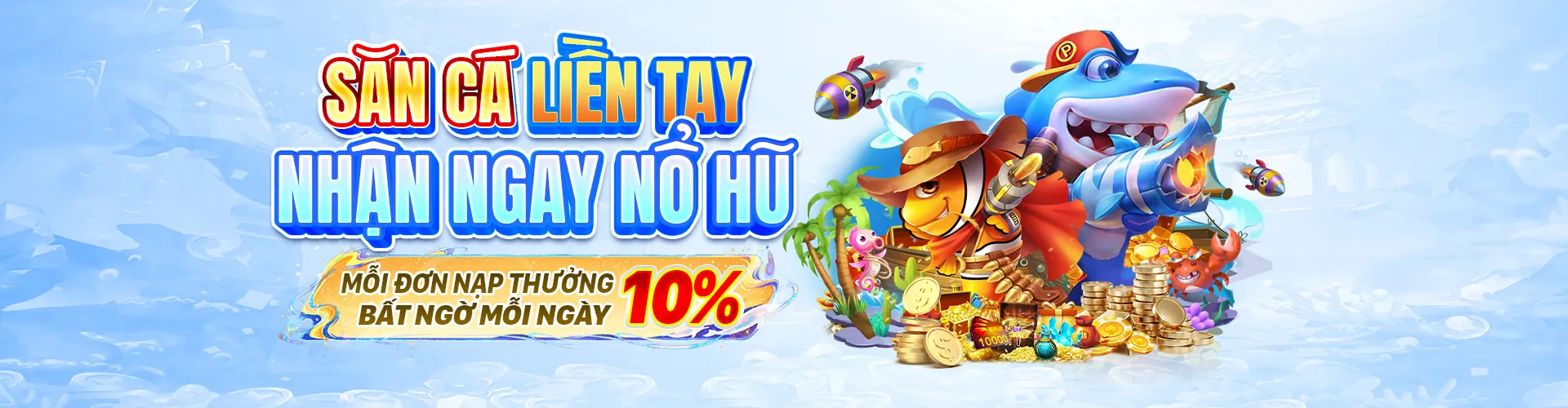 Banner khuyến mãi hoàn trả hàng tuần, thể hiện tiền hoàn trả và các môn thể thao.